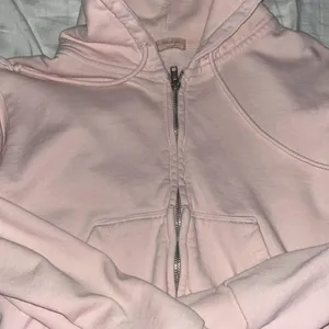 Brandy Melville Light Pink Crystal Cropped Zip Up thumbnail 2