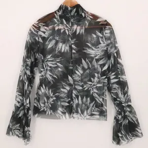 Zara Trafaluc Sheer‎ Mesh Top Whimsigoth Dark Fairy Grunge Bell Sleeve Size S thumbnail 5