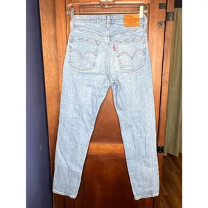 Levi’s Wedgie Straight Jeans High Rise Button Fly Light Wash Vintage Y2K 24 thumbnail 5
