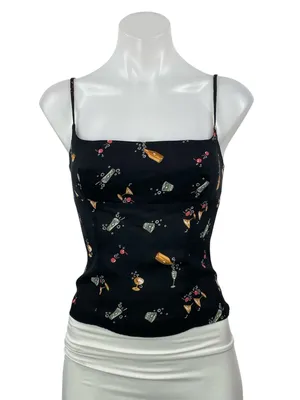 Reformation Grace Black Sleeveless Cami Camisole Bustier Crop Tank Top Size 4 thumbnail 1