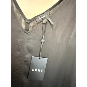 DKNY Black Tie Waist Tiered Maxi Dress Sz L NWT thumbnail 3