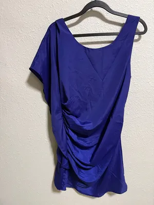 Sugarlips NWT One‎ Shoulder Ruched Drape Mini Dress Royal Blue Womens M thumbnail 4