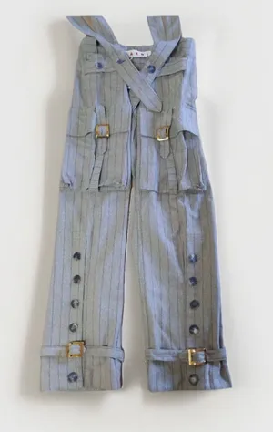 MARNI pinstripe Cargo Suspender Overall Sz 44 / 8 Pecan Vanilla Cashmere‎ Wool thumbnail 1