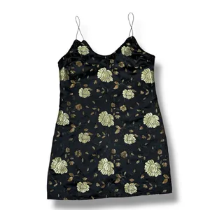 Forever‎ 21 Floral Satin Jacquard Mini Slip Dress Black Gold Medium thumbnail 13
