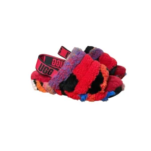 Ugg Woman'S Fluff Yeah‎ Slide Cali Collage Red Size 6/ 1118164/ Authentic thumbnail 2