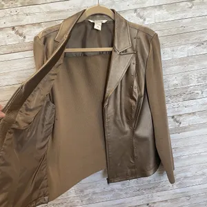 Vintage Peter Nygard Womens L Jacket Bronze Studded Leather & Knit‎ Back Sleeves thumbnail 2
