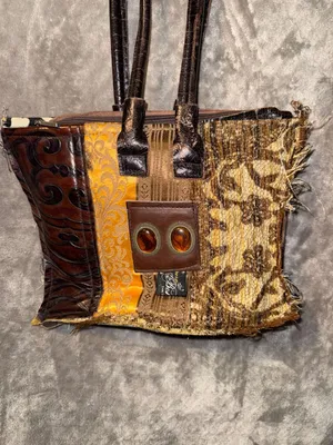 Kristine Accessories Bohemian Patchwork Fabric and Faux Leather Tote Bag thumbnail 2