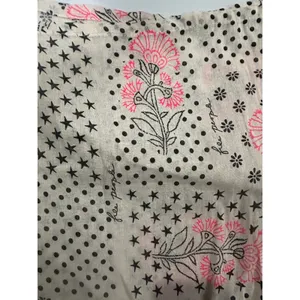 Free People Mixed Print Floral Star Polka Dot Cotton Gauze Tote Bag Pink Black thumbnail 3