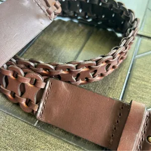 Antonio Melani ladies genuine leather braided boho belt size medium gold buckle thumbnail 6