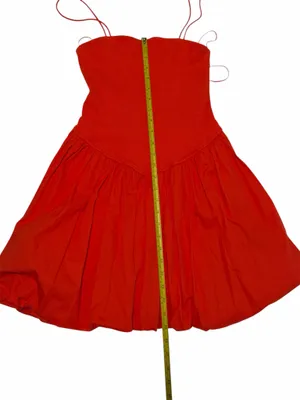 GB Gianni Bini NWT Sz M Red Ribbed Knit Drop Waist Balloon Hem Mini Dress Y2K thumbnail 10