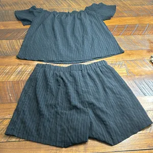 Boutique Textured Off Shoulder Top with Shorts Elodie Set thumbnail 4