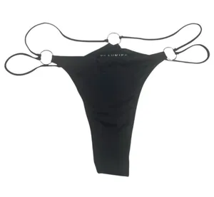 new Frankie’s Bikinis ↯ Kailyn Skimpy Ring Detail Bikini Bottoms ↯ Black ↯ Large thumbnail 1
