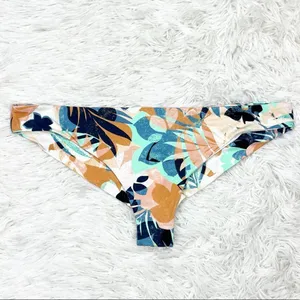 Roxy Printed Beach Classics Brown Blue Zeta Blossom Mini Bikini Bottom‎ Size XL thumbnail 4