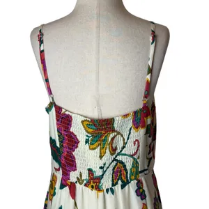MSK Floral Maxi Dress Women Large Cream Ivory Square Neck Beaded‎ Straps Boho thumbnail 8