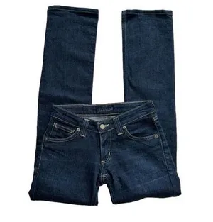 Devinbirds by Nudie Dark Wash Low Rise Birds Bootcut Dry Denim Jeans Size 27 thumbnail 2