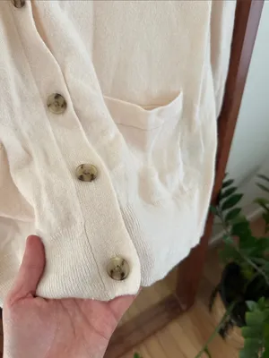 J.Crew Cashmere Cardigan V Neck Button Front Cream Womens S thumbnail 5