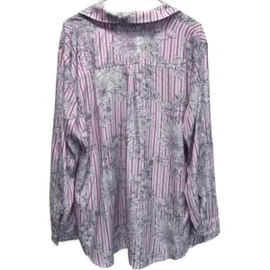New York & Company Floral Striped Button Down Shirt Plus Size XXL thumbnail 2