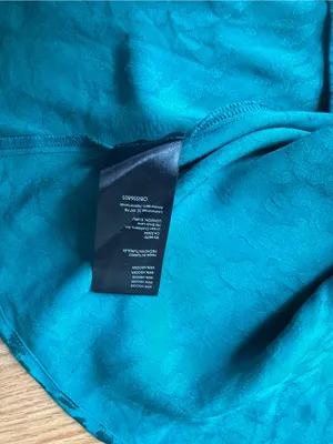 NWT Anthropologie Halter Neck Jacquard Mini Dress Teal Removable Belt Large thumbnail 8