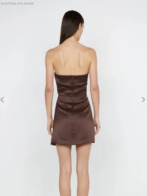 Bec + Bridge Ymone Strapless Mini Dress Dark Chocolate Size 2 thumbnail 2