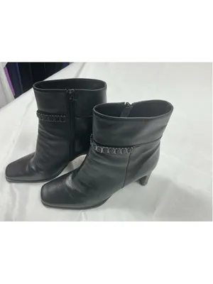 Womans Mister Shoes Ankle Boots 8.5 M Black Block Heel Side Zip Square Toe thumbnail 2