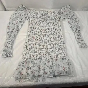Goodnight Macaroon White Floral Smocked Sheer Sleeve Dress thumbnail 3