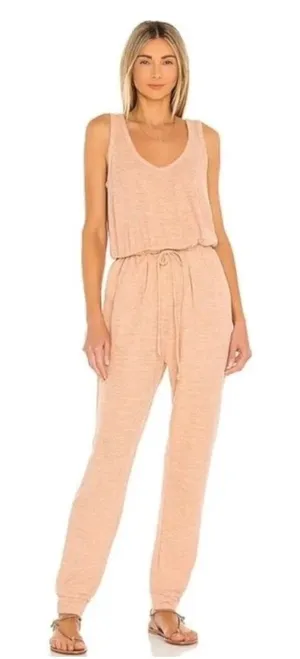 Free People Jumpsuit Size Large Peach FP Beach Marled‎ Knit Sleeveless Jogger thumbnail 1