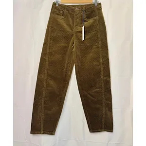 NWT Habitual Evie Barrel Leg Women's Corduroy Pants in Brown sz. 26 thumbnail 2