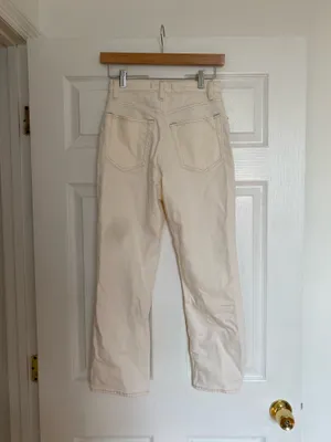 Abercrombie Ankle Straight Ultra High-Rise White Jeans thumbnail 3