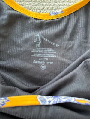 Jolyn Clothing Brandon 2 Yellow Blue Floral Onesie Swimsuit Sz 32 RARE Print thumbnail 3