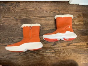 UIN Women's Orange Suede Faux-Fur Winter Zip Boots size 7.5 thumbnail 3