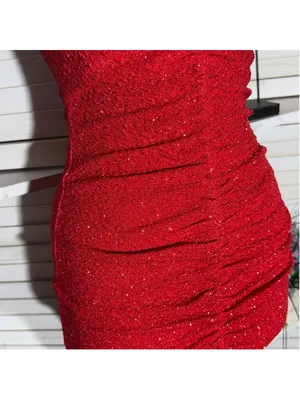 Shiny sparkle red dress ruched midi bodycon padded bra cocktail homecoming NWOT thumbnail 7