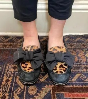 Botkier Violet Black Animal Printed Loafer Shoes Flats Work Career thumbnail 1