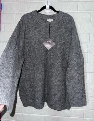 NWT AVA & VIV 2X women’s gray sweater plus size 2X ✨ thumbnail 1