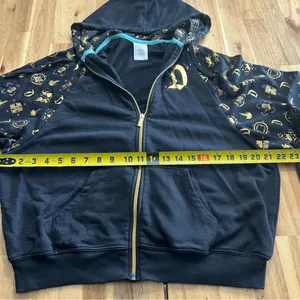 Disney Parks Gold D Logo Zip Hoodie Black Graphic Sleeve Size M thumbnail 4