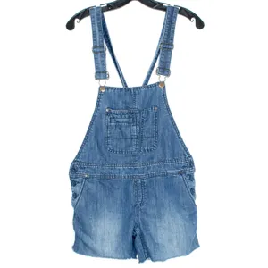 Holding Horses Womens Jean Shortalls Linen Blend Denim Jumper Blue Size 26 BO thumbnail 2