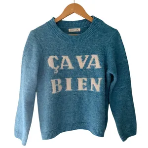 CAVA BIEN Blue Sweater XS Oversized French Graphic Knit Primark Cares thumbnail 2
