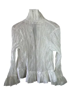 Sorava Golyari White Crinkle Taffeta Ruffle Open Front Jacket Size Small NWT thumbnail 3