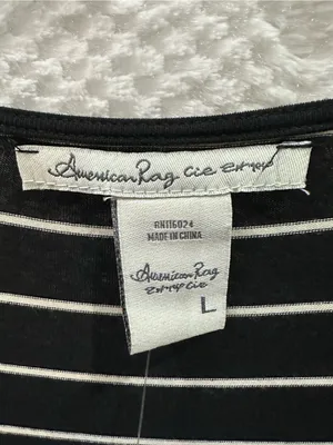 American Rag Black and White Striped Long Sleeve Wrap Dress large thumbnail 3