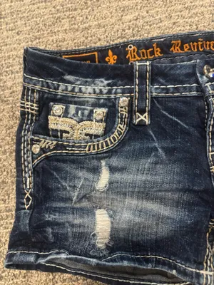Rock Revival Raven Dark-Wash Bling Shorts thumbnail 3