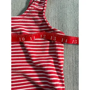 Sunday Best Aritzia Red White Striped Ribbed Crop Tank Top‎ Women Large thumbnail 3