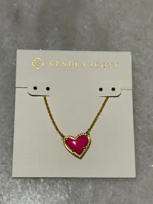 Kendra Scott Gold Necklace with Hot Pink Heart Pendant new thumbnail 2