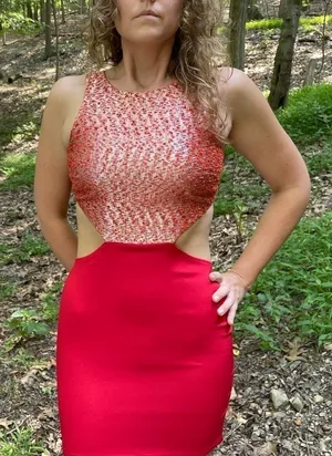 Naven x Revolve‎ Sparkle Cut Out Mini Dress Red S thumbnail 1