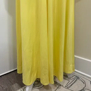 Vintage 1970s Victorian Edwardian Revival Yellow Lace Neck Maxi Dress Costume XS thumbnail 12