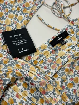 Lulus Express Yourself Yellow Floral Print Satin Babydoll Mini Dress Size XL NWT thumbnail 9
