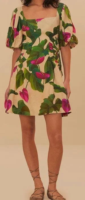 Farm Rio NWT Anthurium Leaves Dress Sand, M thumbnail 1