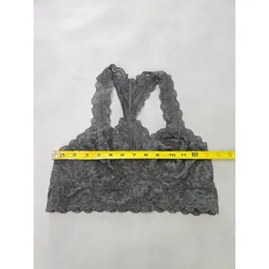 Felina Gray Romantic Boudoir Bridal Cottage Lingerie Feminine Goth Lace Bra L thumbnail 7