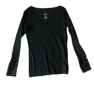Mossimo Long Sleeve V Neck Tee Black Size M thumbnail 3