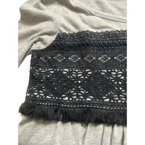 Anthropologie Top Eva Franco crochet lace panel with fringe sz 4 small thumbnail 3
