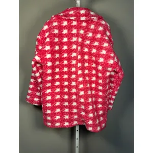 Active USA Fuchsia Pink Check Boucle Fleece Coat Large NWT Barbiecore‎ thumbnail 8