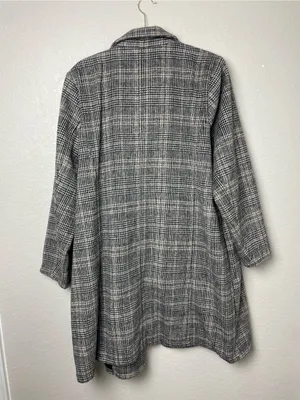 a new day Gray Plaid Long Trench Winter Coat Size XL thumbnail 9